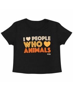 I (Heart) People Who (Heart) Animals Boxy-Cut Crop Top