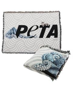 PETA Logo Throw Blanket (Octopus and Cat)